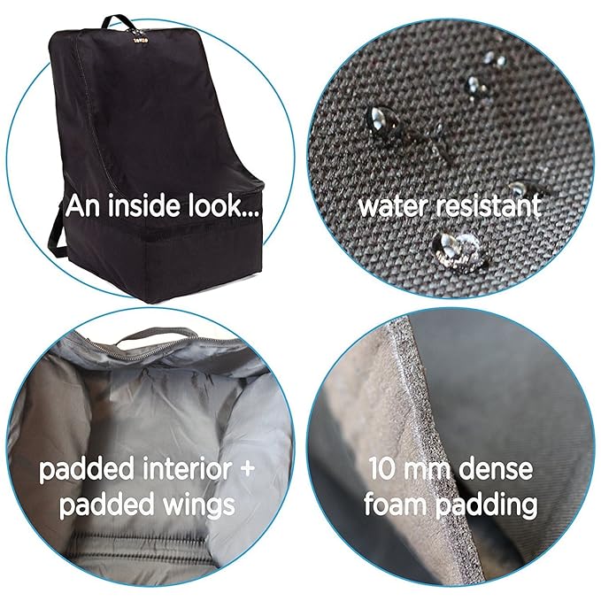 Car Seat Travel Bag — Adjustable, Padded Backpack for Car Seats — Car Seat Travel Tote - Compatible with Most Name Brand Car Seats