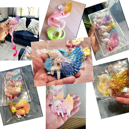 Glitter Unicorn Hair Accessories Hair Clip Hair Bows Hair Extensions Hair Accessories For Girls(5- Colored)