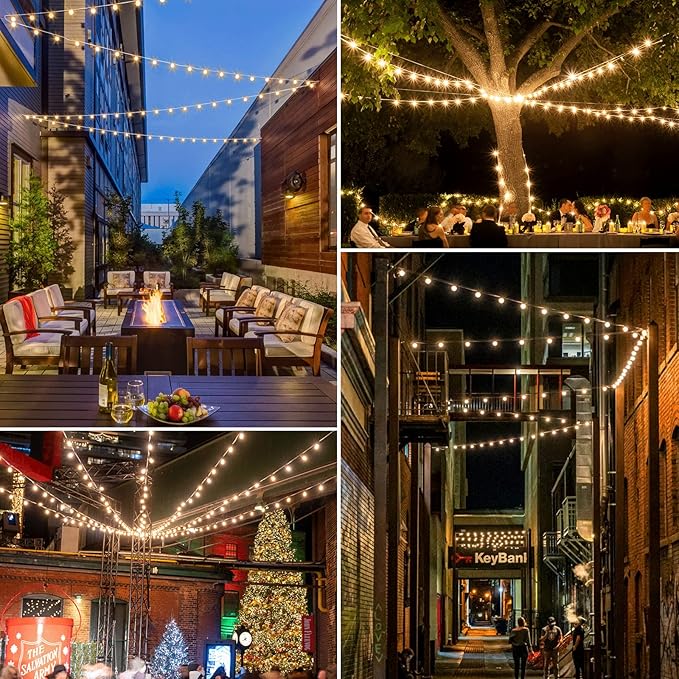 Mlambert 150Ft(3x50Ft) Outdoor String Lights, Connectable G40 Globe Patio Lights Connectable with 75+6 LED Plastic Bulbs for Outside Backyard Wedding-White Wire