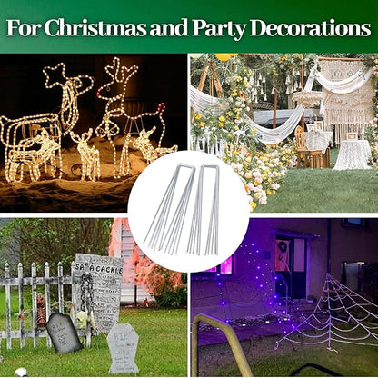 50 Pack Garden Stakes Plant Cover Stakes U-Shaped Tent Stakes Ground Stakes,Galvanized Landscape Staples for Landscaping Securing Weed Barrier Fabric Irrigation Tubing Tarpaulin Holding Fence