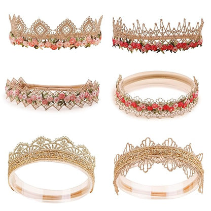 cherrboll Baby Flower Bows Headbands 6pcs Floral Hair Wraps Nylon Hairbands Crown Newborn Infant Toddler Hair Accessories