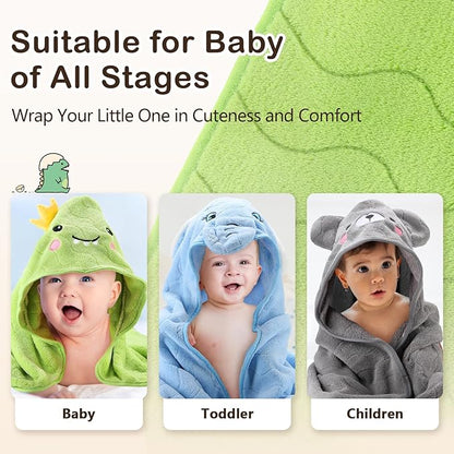 OFUSUY 6 PCS Baby Bath Towels, 3 PCS Animal Hooded Baby Towels & 3 PCS Washcloths, Baby Bath Towels for Infants & Toddlers - Soft & Ultra Absorbent, Cute Newborn Bath Essentials Gifts for Boys & Girls