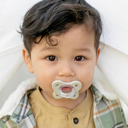 Chicco PhysioForma Dual Soft Orthodontic Pacifier for Babies 6-16 Months, 100% Soft Silicone, Supports Breathing, One-Piece Design, Included Sterilizing Case, BPA Free, 2-Pack, Grey/Dusty Rose
