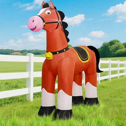 Lulu Home 6.2FT Giant Christmas Inflatable Horse, Blow Up Horse with Built-in LED Lights, Air-Blown Animal Holiday Display for Indoor Outdoor Yard Lawn Farm Ranch Animal Themed Party Decoration