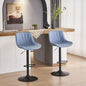 YOUNIKE Bar Stools Set of 2 for Kitchen Island, Blue Faux Leather Padded Counter Height Stools, Adjustable Swivel Barstools with Back, Modern Tall Stools with 300LBS Support