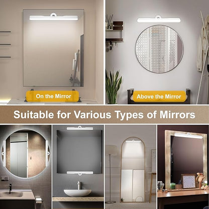 Benreom Wireless Vanity Lights for Mirror, Rechargeable Battery Operated Stick on Lamp, Adjustable Color Brightness & Angle Makeup Light, Cordless Magnetic LED Bar Renter Friendly Lighting Decor Gift