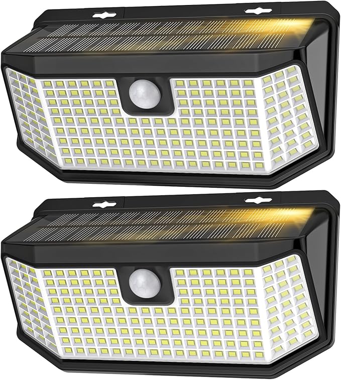 Aootek Solar Lights Outdoor 182 LEDs 2500Lm Solar Motion Sensor Lights IP65 Waterpro of with Wide Anglefor Patio Garden Garage Yard Front Door(2pack)