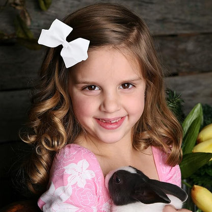 3 Inch Grosgrain Bow for Little Girls- Set of 2 (Coral)