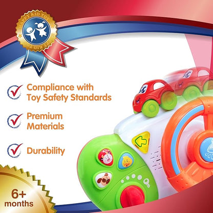 HAP-P-KID My First Baby Stroller Toy, Toddler Steering Driving Wheel, Car Seat Educational Learning Driver Toys, Pretend Drive Dashboard, Infant Baby Preschool Gift 6 7 8 9 10 11 12 Month 1 Year Old