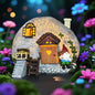 Fairy Garden Accessories Gnome Home Statues Kit, 4 Pcs Figurines Solar Tiny House with Openable Door for Outdoor Patio Yard Lawn, Christmas Housewarming Decorations, Gift Ideas for Women Kids