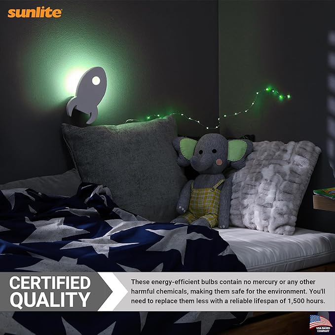 Sunlite 01295-SU Incandescent C9 Colored Bulbs, Holiday Decorative Bulb 7 Watts, E17 Intermediate Base, Christmas-Lights Nightlight, Title 20 Approved, Green, 25 Count