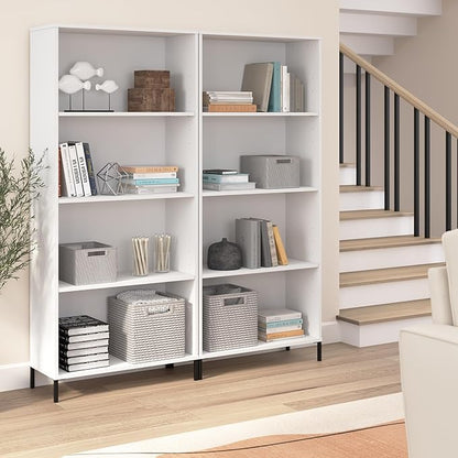 Bush Furniture Essence 4 Shelf Bookcase in White | Organizers and Shelves for Home Office Workspace, Living Room, Entryway, Bedroom, and Mudroom