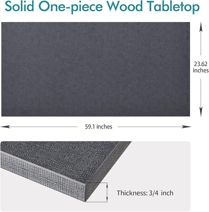 Kaboon Universal Tabletop 59.1"x23.62", Solid One-Piece Melamine Table Top, Double Desk L-Desk DIY, Home and Office Countertop, Fabric Blue