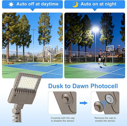200W LED Parking Lot Light with Photocell 28000LM LED Shoebox Pole Mount Lights Fixture HID/HPS Replacement 5000K IP65 AC 100-277V UL Listed Outdoor Area Street Security Lighting for Stadium Roadways