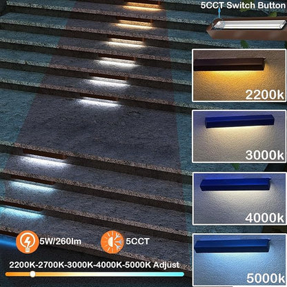 rosykite 7 Inch LED Retaining Wall Lights 4-Pack, 5W Hardscape Step Lights, 5CCT 2200K-5000K Tunable White, 12-24V Low Voltage Outdoor Paver Lights, ETL Listed Brown Landscape Lights for Stairs, Deck