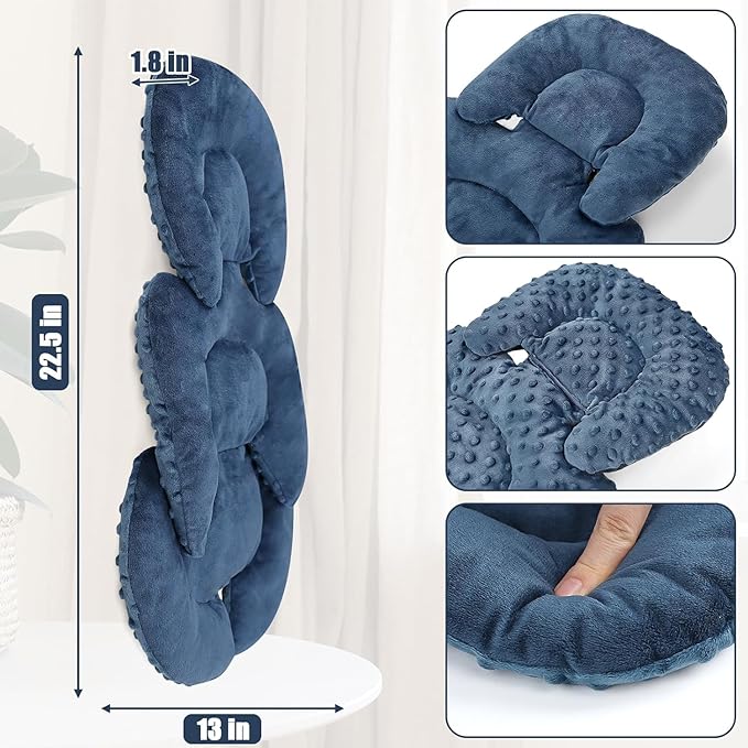 Infant Car Seat Insert Head and Body Support, GFU Reversible Newborn Insert for Carseat with Strap Pads, Soft Stroller Cushion Pillow Insert for Boys and Girls, Fits for Stroller, Swing, Blue