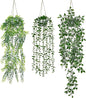 Dremisland Fake Hanging Plants with Pots 2Pack Faux Hanging Basket Plant Macrame Plant Hanger with Fake Vines Faux Hanging Planter for Wall Ceiling Home Bedroom Indoor Decor (Mix Plant-3PCS)