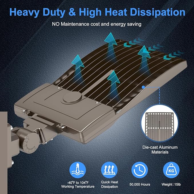 KUKUPPO 10Pack 450W LED Parking Lot Light Power Adjustable, LED Shoebox Flood Pole Light Outdoor Parking Lighting with Arm Mount 67,500LM 5000K IP65 Waterproof 100-277V ETL Listed