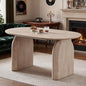 59"-90.5" Extendable Dining Table,Large Wood Dining Room Table with Slatted Pedestal Base,Rustic Oval Dining Table with Dual Pedestal Base(Easy to Assemble)