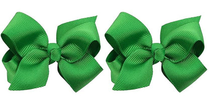 3 Inch Baby Girl Hair Bows Boutique Hair Clip Teens Toddlers Hairpin Headwear - Set of 2 (Green)