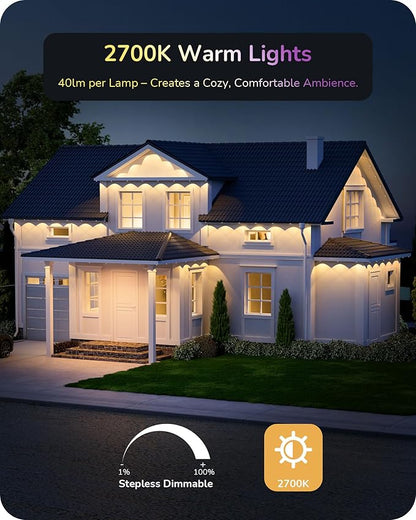 EDISHINE 100FT Cuttable Permanent Outdoor Lights for House, 60 RGBIC LED Eave Lights, APP/Voice/Remote Control, 111+ Scene Modes Outdoor Smart Lights, IP67 Waterproof for Party & Holiday Decor