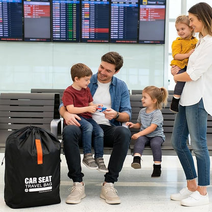Kcicephine Car Seat Travel Bag for Airplane,Gate Check Storage Bag for Car Seat Airport,Universal Car Seat Bags Essentials for Air Travel,Perfect Family Vacations, and Parents with Infants, Black