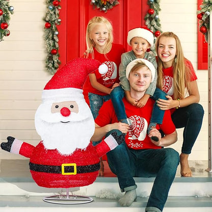 Collapsible Lights Christmas Santa Claus Lighted with LED Warm White Lights Christmas Outdoor Light Decor for Yard Lawn Porch Garden Living Room Bedroom Indoor Outdoor