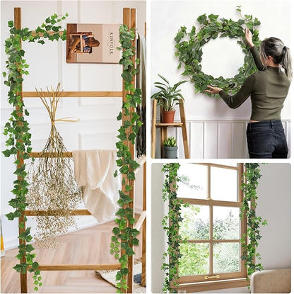 RECUTMS 2Pcs Fake Vines 74.8inch Artificial Ivy Garland Hanging Plants with Silk Leaves Greenery Decoration for Indoor Outdoor Wedding Home Kitchen Garden Office