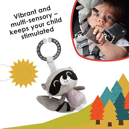Diono Baby Racoon Character Car Seat Straps & Toy, Shoulder Pads for Baby, Infant, Toddler, 2 Pack Soft Seat Belt Cushion and Stroller Harness Covers Helps Prevent Strap Irritation