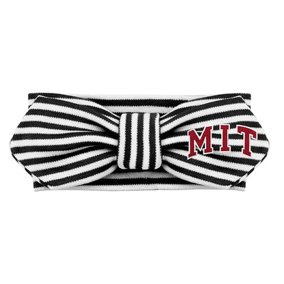 Creative Knitwear MIT Engineers Infant Girls Black/White Striped Hair Knot Headband Embroidered Logo - Size Newborn - 4T