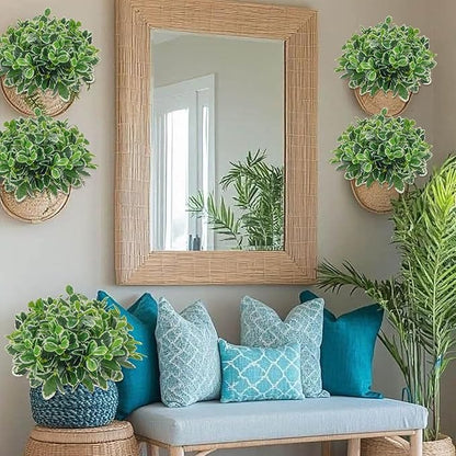 GTIDEA Faux Plants Outdoor Artificial Greenery 6Pcs Faux Greenery for Planters Fake Bushes Shrubs for Window Box Indoor Outside Garden Front Patio Yard Porch Décor