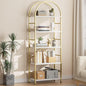 Shintenchi Bookshelf, Arched Bookshelf 5 Tier Bookcase Shelf for CDs/Books, Home Office Bookcase Shelf Storage Organizer, Modern Book Shelf for Bedroom/Living Room, Gold