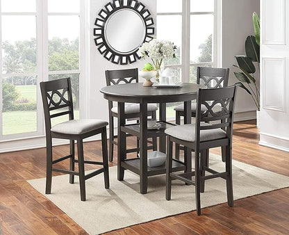 New Classic Furniture Cori 5-Piece Round Dining Set with 1 Table and 4 Chairs, Gray