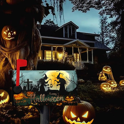 Halloween Witch Moon Mailbox Covers Magnetic 21 x 18 Inch Halloween Pumpkin Lanterns Seasonal Pattern Home Houses Mailbox Wraps Letter Box Cover Decorations Standard Size for Outdoor