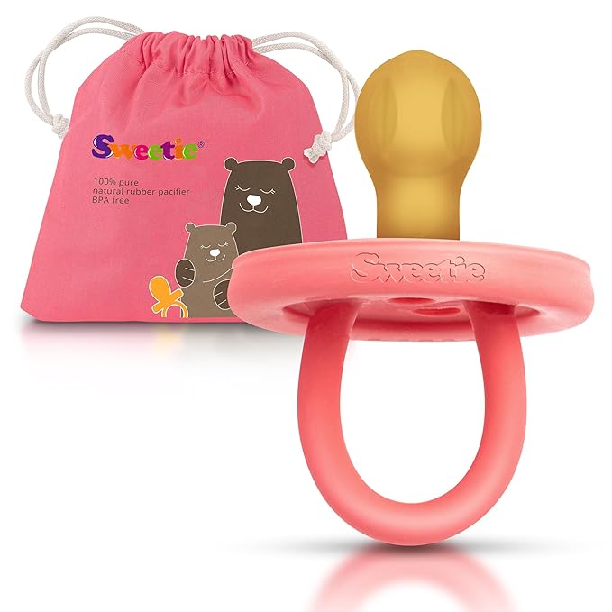 SWEETIE Rubber Pacifier Natural Rubber Pacifier Rounded Pink (Pink, 12-18 Month)