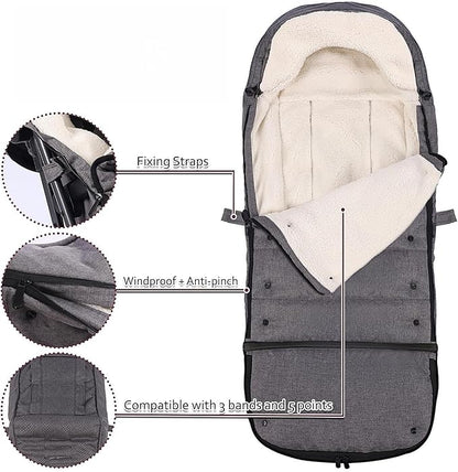 Baby Stroller Footmuff Winter - Universal, Expandable, Warm Infant/Toddler Cover, Cold-Weather Buggy Warmer, Stroller Bunting/Sleeping Bag, Waterproof Winter Cover, Stroller Accessories