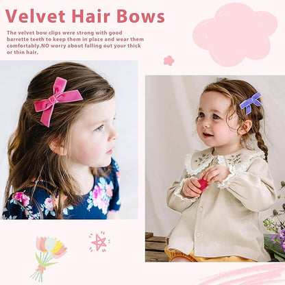CÉLLOT Velvet Hair Bows for Baby Girls in Pairs,Baby bow with Fully Lined Hair Clips Hair Accessories for Toddlers Infants,20 Pieces