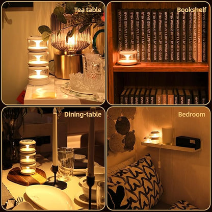 oneleaf Atmosphere Light Portable LED Night Light, Candle lamp, Three Lights with a Charging Base, Touch Switch Cordless Rechargeable Washroom,Stair,Bedroom,Camping
