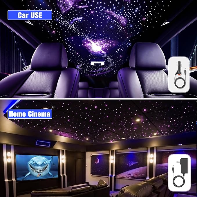 20W Twinkle Starlight Headliner Kit, Star Lights for Car Roof & Home Decoration, Fiber Cable 550pcs*0.03in*9.8ft Star Light Headliner with Bluetooth APP/Remote Control/Music Mode