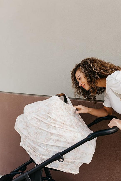 Copper Pearl Multi-Use Cover: Car Seat Covers, Nursing Cover, and Stroller Cover for Sun - Stretchy Fabric, All-Season Use, Stylish Designs, Easy Access for Moms - Kiana