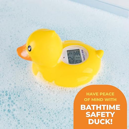 Todays Kids Duck Baby Bath Thermometer & Clock - Fahrenheit & Celsius Baby Essentials - Room & Water Thermometer - Soft Material