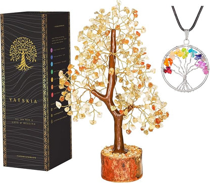 YATSKIA Citrine Crystal Tree of Life - Gemstone Tree - Citrine Crystal Stone Decor - Good Luck Gifts - Home Decor - Crystals Gifts