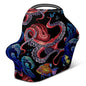 Baby Car Seat Stroller Covers Ocean Octopus Waves Fish Nursing Cover Breastfeeding Scarf Soft Breathable Stretchy Infant Car Canopy Coverage Carseat Cover for Boys and Girls Multi Use