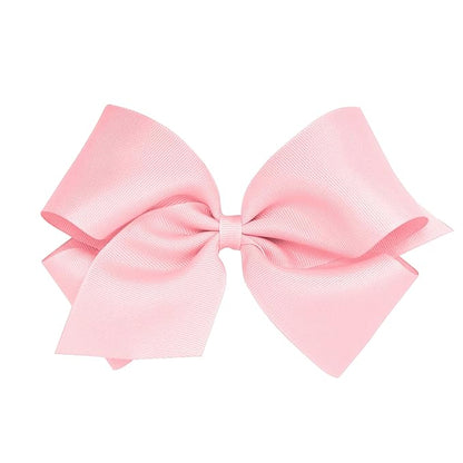 Wee Ones Girls' Classic Grosgrain Hair Bows with Plain Wrap Center, No-Slip Hair Clip, Handmade, Light Pink, King