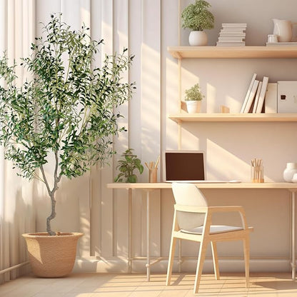 Artificial Tree Faux Olive Tree 8ft(92in,3200leaves) Tall Fake Olive Plant in Pot Fake Silk Tree Faux Plants Indoor