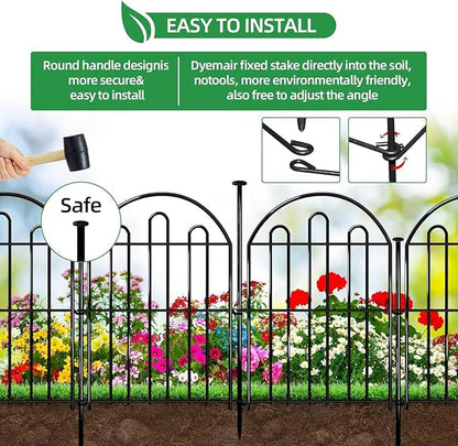 32 Pack Decorative Garden Fence, 17in x 34.6ft Arched No Dig Animal Barrier Fence for Dog Rabbit, Garden Edging Border, Rustproof Metal Ground Stake Border Fencing Panel for Outdoor Yard Patio Decor