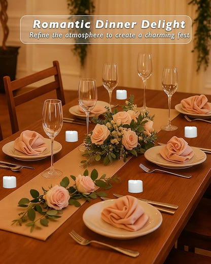 Raycare 24 Pack Cool White Battery Operated Tea Lights, 200+Hour Electric Flickering Flameless Candles, Realistic Votive LED Tea Lights for Wedding Party Table Thanksgiving Christmas Decorations
