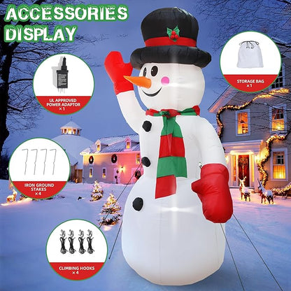 DearSun 12FT H Christmas Inflatable Gentleman Snowman with Build-in LED Lights, Blow up Snowman Inflatable Outdoor Decorations Large Party Yard Decoration