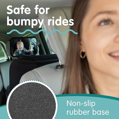 Onco Baby Car Mirror Rear Facing (2 Pack) - 100% Shatterproof & Shakeproof, Award-Winning Convex Car Mirror for Baby with 360° Rotation, Newborn Essentials (9.6 x 6.9 in)