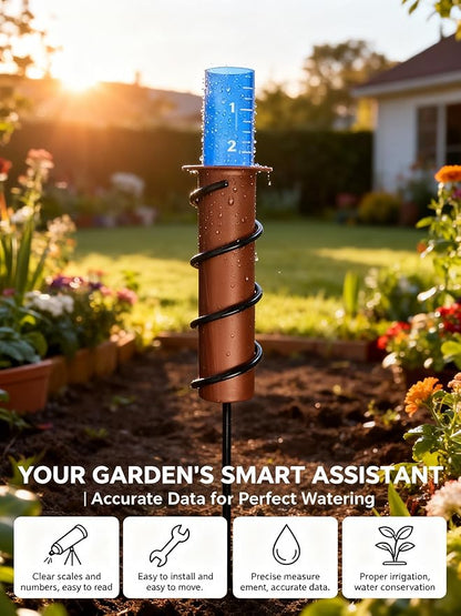 7.8-inch Large Rain Gauge Outdoor Freeze Proof, Durable Plastic Floating Rain Gauges Tube with Long Steel Stake for Yard/Garden Gifts, Accurate Rainfall Measurement & Outdoors Watering Tools
